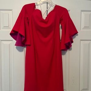 Fuschia Calvin Klein Off the Shoulder Dress